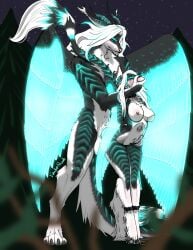 4_toes 5_fingers absurd_res anthro bioluminescence breasts claws clitoris clitoris_piercing digitigrade dragon duo ember-shade feathered_dragon feathered_scalie feathers feet female fetlocks fingers forest forest_background fur furred_dragon furred_scalie genital_piercing genitals glowing hair hand_on_hip hand_on_mouth hands_behind_back hi_res incest_(lore) linked_piercing lunali male male/female mythological_creature mythological_scalie mythology nature nature_background nipple_piercing nipples non-mammal_breasts nude piercing plant scalie sex size_difference standing standing_sex toes tree white_body white_hair wide_hips