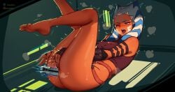 1girls ahsoka_tano athletic bare_shoulders belly blue_eyes boneofarc boots breasts clone_wars energy_sword facial_mark female female_masturbation female_only fit flat_belly hips improvised_dildo improvised_sex_toy insertion jedi legs lightsaber masturbation nipples object_insertion orange_skin penetration pleasure_face pussy red_lips solo spreading star_wars sword the_clone_wars:_season_four thighs togruta topless vagina vaginal_insertion vaginal_object_insertion vaginal_penetration weapon