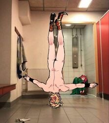 2boys ass birthmark blonde blonde_hair coralus cornered covering_self dio_brando exposure fear fetal_position flashing forced_to_watch funny headstand humor joestar_birthmark jojo's_bizarre_adventure joke male_only meme nail_polish noriaki_kakyoin nude red_hair scared stardust_crusaders t-pose vampire what