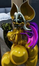 3:5 absurd_res animal_genitalia animal_penis areola ass big_breasts big_butt big_penis bodily_fluids breasts cum equine_genitalia equine_penis female genital_fluids genitals grin hi_res huge_butt huge_cock nipples penis rouge_the_bat sanory sega smegma smile smug sonic_(series) sonic_the_hedgehog_(series) tail wings