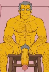 ai ai_generated bara big_penis civitai daddy dilf gay hairy_male huge_cock large_muscles large_penis male_focus male_only muscular_male seymour_skinner solo_male the_simpsons