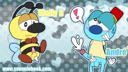 animal_genitalia anthro anus artist_name balls bee blush cum disney first_porn_of_character first_porn_of_franchise half-closed_eyes handjob heart-shaped_pupils insects knot male male_only masturbation penis pixar spoken_heart svenniehoek sweatdrop the_adventures_of_andré_and_wally_b toony url