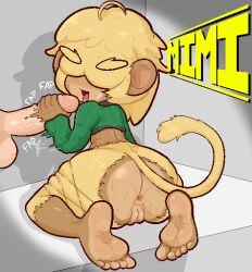 1girls anthro anus ass balls calamity33 disembodied_penis feet female fishnet_legwear fishnets furry hair_covering_eye hair_covering_eyes handjob huge_ass kneeling legwear looking_at_viewer looking_back looking_back_at_viewer masturbation mimi monkey monkey_girl penis plump_labia pussy sitting sweater tail thicc_thighs thick_thighs vagina yellow_fur
