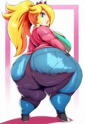 ai_generated ass big_ass blazer booty breasts huge_ass huge_breasts jeans lubbasdump massive_ass nintendo princess_rosalina simple_background wide_hips