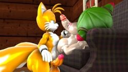 1boy 1futa 1girls alien alien_girl big_ass big_breasts big_penis blueapple cosmo_the_seedrian fox futanari handjob huge_ass nude nude_female nude_futa on_knees plant plant_girl sonic_(series) tails tails_the_fox