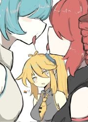 3girls ? ?? absurd_res absurd_resolution absurdres after_kiss akita_neru bare_midriff bare_shoulders big_breasts blonde_hair blue_hair blush blush blush_lines blush_stickers breasts busty drill_hair duo duo_focus exposed_midriff fatass_teto_plush female female/female female_focus female_on_female female_only french_kiss french_kissing hair_covering_eye hair_covering_eyes hair_over_eyes hatsune_miku hi_res high_resolution highres kasane_teto kissing large_breasts lesbian_kiss light-skinned_female light_skin melink_(artist) meme midriff navel passionate pride_color_flag pride_colors pride_flag red_hair saliva saliva_string saliva_trail sideboob simple_background tongue tongue_kiss tongue_out vocaloid white_background yellow_eyes yuri yuri