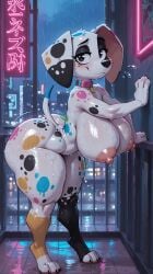 101_dalmatian_street 101_dalmatians 1girls 2026 2026s ai-created ai_art ai_assisted ai_generated anthro anthro_female anthrofied areola areolae ass big_ass big_breasts big_butt black_eyes blue_sky blush breasts building buildings butt canid canine canis close-up cloud clouds da_vinci_(101_dalmatians) dalmatian disney dog dog_ears dog_girl dog_humanoid dog_tail doggirl domestic_dog female female_anthro female_focus female_only fur furry furry_female hi_res high_quality high_resolution highres huge_areola huge_areolae huge_ass huge_breasts huge_butt huge_thighs illustrious_(stable_diffusion) large_breasts looking_at_viewer mammal massive_ass massive_breasts massive_butt massive_thighs multicolored_body multicolored_fur neon_lights night night_sky nighttime nipples outdoors outside pierced_ears pierced_nipples pink_areola pink_areolae pink_inner_ear pink_nipples platform_sandals pony_diffusion_(model) pony_diffusion_xl puffy_nipples rain raining seductive shiny_fur shoes sky smile smiling_at_viewer solo solo_anthro solo_female solo_focus spots spotted_body spotted_fur stable_diffusion suggestive_pose synthneon tail thick_thighs thighs wet_body wet_skin white_body white_fur white_tail wide_hips 1female ai standing flying_sweatdrops sweatdrop sweatdrops pink_spots black_spots yellow_spots blue_spots