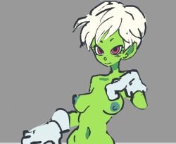 1girls 2d 2d_(artwork) alien_girl alien_humanoid areola blank_background breasts cheelai degodraws dragon_ball dragon_ball_super_broly gloves_only gray_background green_areola green_skin green_skinned_female humanoid nipples short_hair short_hair_female sketch white_hair