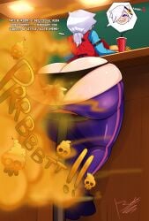 1boy 1girls ass ass_focus bochisu brawl_stars butt_focus clothing_transformation colette_(brawl_stars) fart fart_fetish giantess panties pants_down rod_(nowaythezonky) self_insert size_difference transformation