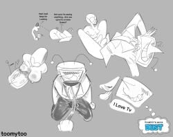 deltarune erection erection_under_clothes female male pegging queen_(deltarune) straight strap-on tenna_(deltarune) toomytoo