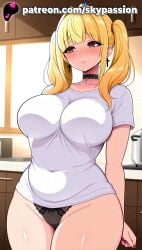 1girls 2025 ai_assisted ai_generated anime artist_name belly big_breasts big_chest black_choker black_panties black_underwear blonde_hair blush breast breasts bust busty chest choker clothed_female cup curvy death_note ear_piercing earrings eyebrows_visible_through_hair female_focus female_only heart heart_earrings hi_res high_quality high_resolution highres indoors jewelry lace large_breasts misa_amane nail_polish panties patreon patreon_username piercing plump shirt skypassion smile solo stable_diffusion t-shirt thick_thighs thighs tile_floor tiles twintails underwear watermark white_shirt wide_hips