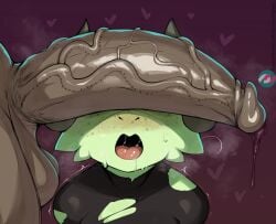 1boy 1boy1girl 1girls anthro ashy_(koboldthiefashy) balls blush cant_see_the_haters dark-skinned_male drooling female furry heart horn kobold male neo_hajime penis penis_on_face penis_over_eyes precum ripped_clothing scalie sweat tongue veiny_penis