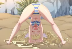 beach bikini blonde_hair crotch_focus fairy_tail female lady-fantasma long_hair mavis_vermilion solo