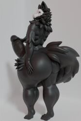 2:3 3d_(artwork) absurd_res anthro ass balls big_balls big_butt big_penis black_body black_fur canid canine canis changed_(video_game) digital_media_(artwork) erection femboy fur genitals goo_creature hi_res huge_balls huge_butt huge_cock hyper hyper_balls hyper_genitalia hyper_penis male mammal nude penis puro_(changed) raguda solo standing tail thick_thighs white_eyes wide_hips wolf