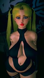 1girls 3d 4k alternate_breast_size alternative_skin_color big_breasts big_lips black_eyeshadow blonde_hair blue_eyes breasts crashbanditkut ear_piercing eyeshadow fat_lips fate/stay_night fate_(series) female female_focus hair hi_res high_resolution highres light-skinned_female light_skin lips lipstick long_hair looking_at_viewer makeup navel navel_piercing nose_piercing piercing red_lipstick septum_piercing shorts solo stockings tattoo tattoos thick_thighs thighs tohsaka_rin twintails video_game_character video_games virt-a-mate virtamate voluptuous voluptuous_female