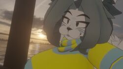 anthro big_ass big_breasts black_eyes black_nose catgirl feline female female_only furry gray_hair highres itzxenoshi nonehub solo temmie temmie_(undertale) undertale vrchat vrchat_avatar whiskers white_ears
