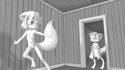 16:9 2017 anthro cub domestic_cat dreamkeepers duo felid feline felis female hi_res looking_back mace_(dreamkeepers) male mammal navel nude paige_(dreamkeepers) sakuramoto towel young