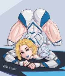 ass ass_up blonde_female blonde_hair blue_eyes blue_lipstick dat_ass emma_frost emma_frost_(marvel_rivals) marvel marvel_comics marvel_rivals muscular muscular_female niramoli thick_thighs white_queen x-men