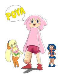 1boy 2girls female femboy foreskin fumu-tan gooey_(kirby) huge_balls huge_cock humanized hung_trap kirby kirby_(series) kirby_boy long_tongue male minus8 penis penis_out shorts tagme tiff_(kirby)