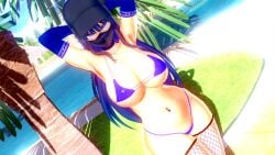 1girls 3d armpits arms_behind_head beach big_breasts bikini blue_archive blue_bikini blue_eyes blue_hair breasts busty child_bearing_hips cleavage curvy female female_only hi_res large_breasts looking_at_viewer navel navel_piercing ocean saori_(blue_archive) sensual sexy sexy_armpits sexy_pose solo thong_bikini toned voluptuous water