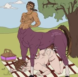 ahe_gao ahegao_face anal animal_penis bara big_penis brown_hair bulge centaur chest_hair critical_role critical_role:_vox_machina cum cum_inside doggy_style dominant_male drooling ejaculation ejaculation_while_penetrated erection fair_skin gay genital_fluids hairy horsecock interspecies male male/male male_breasts male_only muscular muscular_male nipples original original_character pecs penetration penis pointy_ears ponytail ronkku scanlan_shorthalt scar_on_face scars smile stomach_bulge submissive_male tan_skin tattoo the_legend_of_vox_machina twink unusual_pupils vox_machina