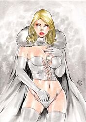 1girls 2016 abstract_background belly_button big_breasts blonde_hair blue_eyes bra breasts busty cape clothed clothed_masturbation clothing corset curvaceous curvy dated ed_benes_studio emma_frost eyeshadow female female_only fingering fingering_self fur_coat fur_collar fur_trim gloves hand_in_panties hellfire_club homo_superior human lanio_sena large_breasts long_hair makeup marvel marvel_comics mascara masturbating masturbating_under_clothes masturbation masturbation_through_clothing midriff mutant navel panties pinup red_lips red_lipstick signature sleeves solo stockings stomach superheroine supervillain telepath thick_thighs thighhighs thighs thong underwear voluptuous white_cape white_corset white_gloves white_panties white_queen white_sleeves white_thighhighs x-men