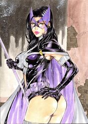 1girls 2016 ass belt big_ass big_breasts birds_of_prey black_hair blue_eyes breasts building buildings busty cape city cityscape curvaceous curvy dat_ass dated dc dc_comics deviantart ed_benes_studio erect_nipples eyeshadow female female_only gloves gotham helena_bertinelli holding_staff human huntress_(dc) justice_league lanio_sena large_breasts leotard long_hair makeup mascara mask nipple_bulge nipples panties pink_lips pink_lipstick pinup pouch purple_belt purple_cape purple_gloves purple_leotard purple_mask purple_panties rooftop signature sky skyscraper solo staff star starry_sky stars superheroine thick_ass thick_thighs thighhighs thighs utility_belt voluptuous watermark