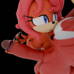 3d 3d_(artwork) big_penis breasts echidna femdom handjob knuckles_the_echidna lien-da mobian_(species) penis pink_hair red_hair red_skin sonic_(series) sonic_the_hedgehog_(series)