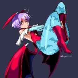 big_ass bottom_heavy color darkstalkers demon demon_girl flat_chest flat_chested head_wings indievamp lilith_aensland small_breasts succubus succubus_wings thick_thighs vampire vampire_girl wings