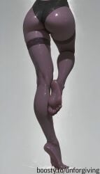 ai_generated ass feet feet_up foot_fetish foot_worship legs_up on_one_leg pantyhose purple_skin sweat unforgiving wet wet_clothes