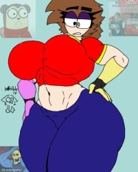 big_breasts brown_hair max_(max_design_pro) max_design_pro meme oxxo oxxo_girl oxxo_uniform rainbowy_alchie(character) shitpost youtube youtube_hispanic youtuber youtuber_girl