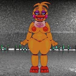 3d animatronic anthro beak blue_eyes breasts five_nights_at_freddy's five_nights_at_freddy's_2 nude nude_female pussy retro_toy_chica robot scottgames standing toy_chica_(fnaf) yellow_body