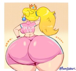 1girls ass ass_bigger_than_head ass_bigger_than_torso ass_body big_ass bottom_heavy bubble_butt clothing dat_ass fat_ass female female_only huge_ass hyper hyper_ass jersey large_ass mario_(series) mario_strikers mario_strikers_peach_back_view_redraw_(meme) moonraige nintendo pink_shorts princess_peach rear_view shirt shorts solo sportswear thick_ass thick_thighs thunder_thighs wide_hips