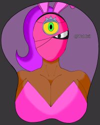 brawl_stars breasts brown_body brown_skin bunny_costume bunnysuit dark_body dark_skin female female_only huge_breasts mousepad one_eye purple_hair tara_(brawl_stars)