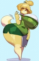 animal_crossing arachnoid888 big_ass big_breasts breasts bubble_butt female furry huge_ass huge_breasts isabelle_(animal_crossing) shih_tzu thick_thighs wide_hips