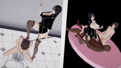 1girls 2boys 3d big_penis collar cuckold cum dark-skinned_male dark_skin female femdom glasses high_heel_sandals high_heels humiliation interracial koikatsu large_breasts male malesub masturbation netorare numbersguy original penis_size_difference sensei_(numbersguy) sex shoes small_penis stepped_on vaginal_penetration