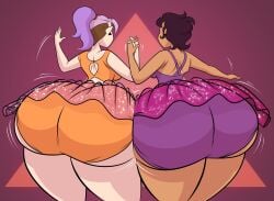 2girls amity_blight ass_focus big_butt bottom_heavy brown_skinned_female bubble_butt disney disney_channel female female_only first_post_of_artist huge_ass hyper_ass luz_noceda multiple_girls the_owl_house the_owl_house_(finale) tubbitoons tutu white_skinned_female