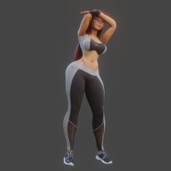 3d dc dc_comics female fitness heperson hips leggings starfire starfire_(teen_titans) teen_titans thick thick_thighs thong tight_clothing voluptuous voluptuous_female workout_clothes