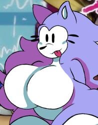 big_ass big_breasts black_eyes friday_night_funkin friday_night_funkin_mod pastel purple_fur sonic.exe_(series) tongue_out wacky_(sonic.exe)