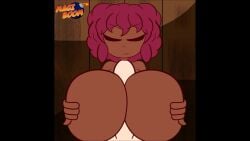 1boy 1boy1girl 1girls animated big_breasts campy_music closed_eyes cum cum_on_breasts cumshot dark-skinned_female dark_skin edit edited female huge_breasts large_breasts light-skinned_male light_skin magenta_hair male mp4 music orange_eyes original_character paizuri pov pov_male sound sound_effects straight tagme tea_(zucanki) video zucanki