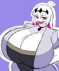 1female 1girls big_breasts breasts breasts_bigger_than_head cleavage clothed clothing collar female female_only fnf_entity friday_night_funkin friday_night_funkin:_entity friday_night_funkin_mod hands_under_breasts huge_breasts looking_at_viewer looking_up momiji_(artist) nikusa_(sugarratio) simple_background solo solo_female tall_female tiara white_body
