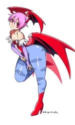 big_ass bottom_heavy color darkstalkers demon demon_girl flat_chest flat_chested head_wings indievamp lilith_aensland succubus succubus_wings thick_thighs vampire vampire_girl wings