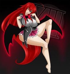 devil_wings high_school_dxd kuoh_academy_school_uniform large_breasts long_hair no_shoes red_hair rias_gremory tagme waifuholic