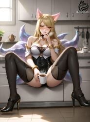 ahri ayakonarts coffee coffee_mug idol k/da_ahri k/da_series league_of_legends spread_legs