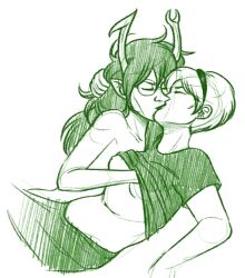 2girls alien blonde_hair blonde_hair blonde_hair_female color colored fangs female female_only glasses groping groping_breasts headband headgear headwear homestuck homestuck_troll horn horns human_on_humanoid interspecies long_hair long_hair_female naughtyvixens rose_lalonde short_hair short_hair_female sketch sketchy troll unusual_eyes vriska_serket yuri yuri