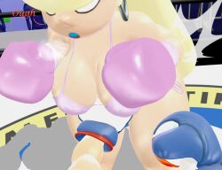 1boy 1girls 3d 3d_(artwork) aged_up arena big_breasts big_thighs bikini blonde_hair blue_boxing_gloves blue_gloves boxing boxing_gloves boxing_ring breasts dipper_pines disney english english_text female female_focus fight fighting fighting_ring gloves gravity_falls gut_punch huge_breasts indoors josugomezofficialnew large_breasts light-skinned_female light-skinned_male light_skin long_hair male_pov mixed_boxing mouthpiece pacifica_northwest pink_bikini pink_boxing_gloves pink_gloves pov pov_boxing punch punching punching_stomach ryona stomach_punch text thick thick_thighs thighs wide_hips