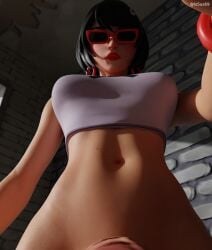 1futa 1girls 3d black_hair blowjob breasts dickgirl evie_(fortnite) fellatio fortnite futanari human light-skinned_futanari light_skin looking_at_viewer low-angle_view lynx_(fortnite) oral oral_sex penis potatus_(issus69) pov submissive submissive_pov sunglasses taker_pov tinted_eyewear viewer_pov