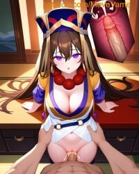 ai_generated brown_hair cum cum_in_pussy cum_in_uterus cum_inside earrings fate/grand_order fate_(series) open_mouth purple_eyes sex vaginal_penetration vaginal_sex x-ray xuangzang_sanzang_(fate) xuanzang_(fate)