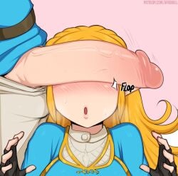 1boy 1girls afrobull big_penis blonde_hair blush breath_of_the_wild domination erection female hair huge_cock link_(breath_of_the_wild) male surprised the_legend_of_zelda zelda_(breath_of_the_wild)