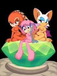 3girls breasts female furry gem j_nsfw julie-su nude rouge_the_bat sega shade_the_echidna sonic_(series) sonic_the_hedgehog_(archie)